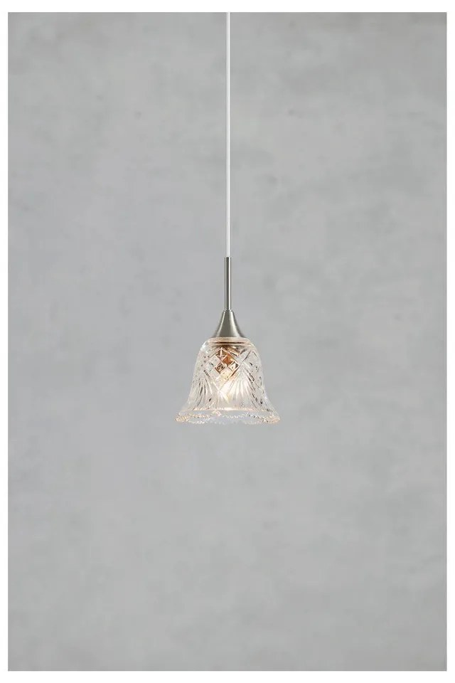 Висящо осветително тяло в сребрист цвят със стъклен абажур ø 13,5 cm Luna – Markslöjd