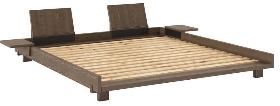 Кафяво двойно легло 180x200 cm от масивен бор с включена подматрачна рамка Social – Karup Design