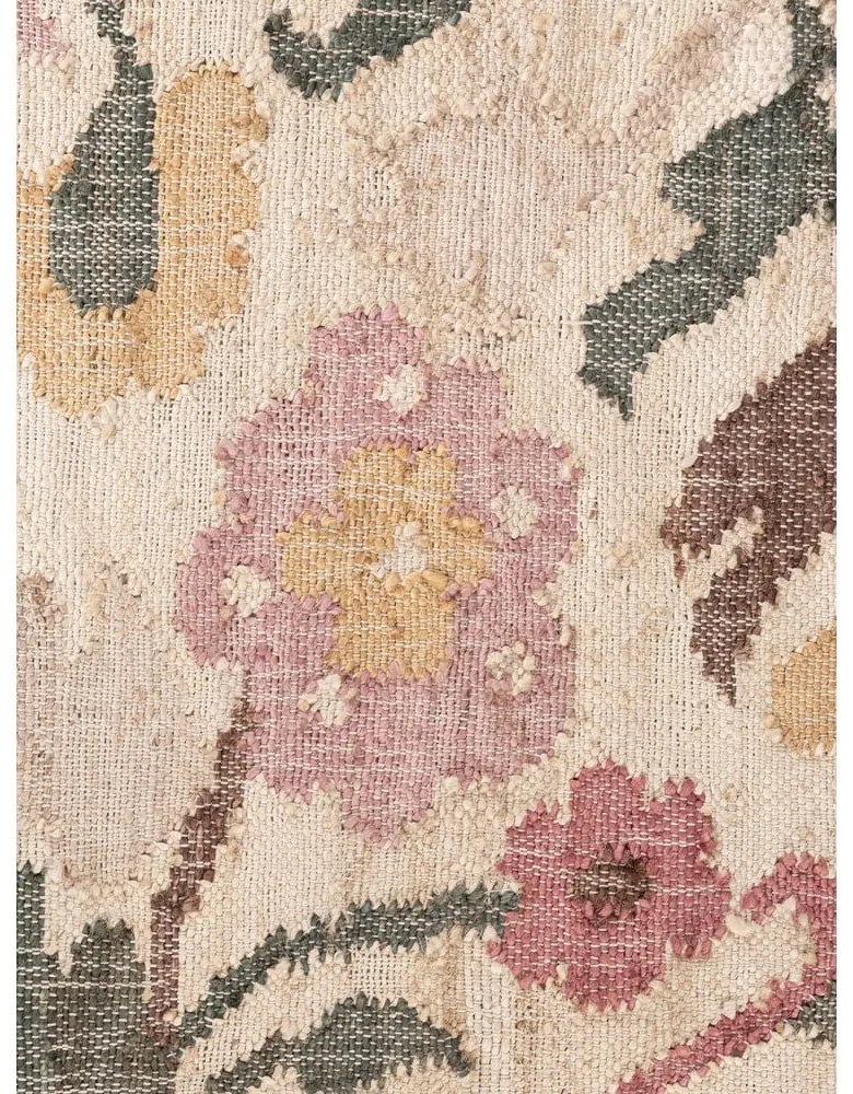 Кремава ръчно изработена ютена пътека 80x200 cm Roya Violette – Elle Decoration