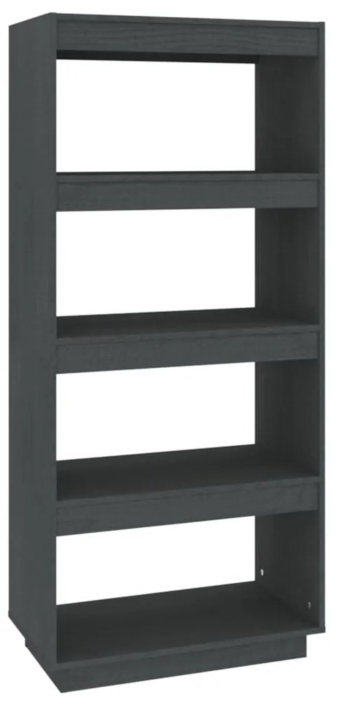 810871 vidaXL Библиотека/разделител за стая, сива, 60x35x135 см, бор масив