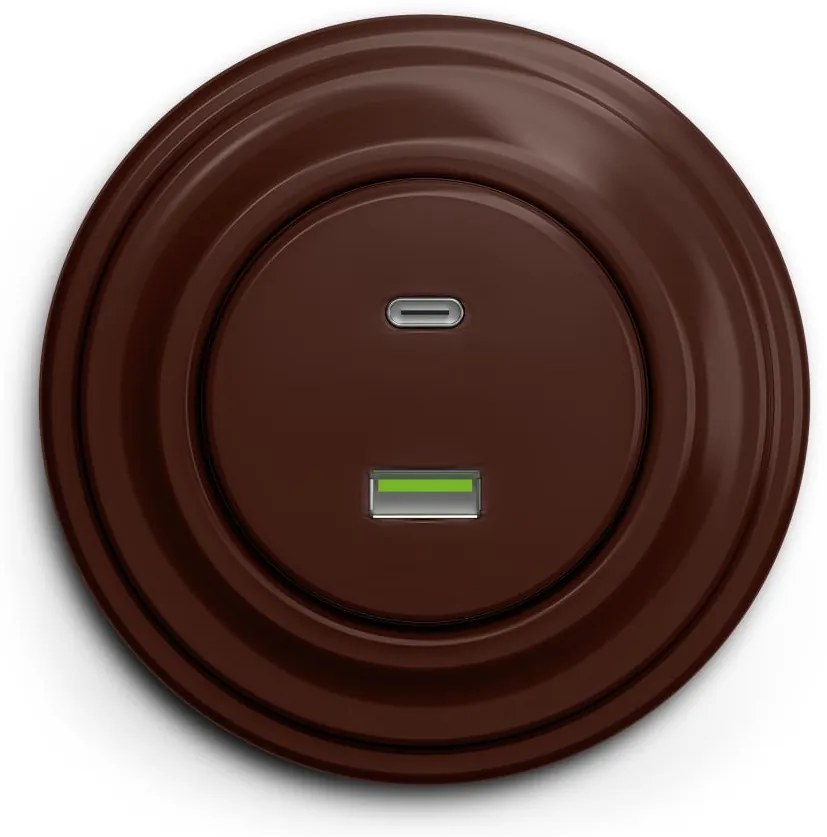 Kliklap - ретро USB контакт A+C с кафява рамка