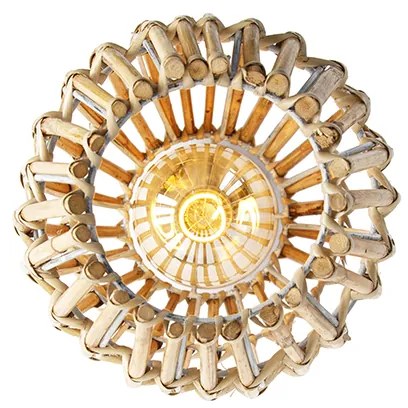 Ръстична таванна лампа бамбук и бяла - Canna Capsule