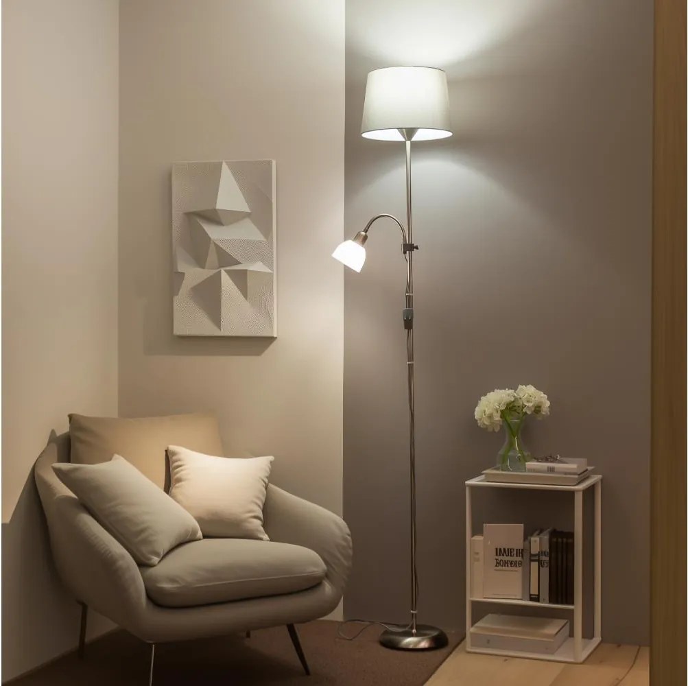 Brilagi - Подова лампа CERIA 1xE27/100W/230V + 1xE14/25W матов хром/сива