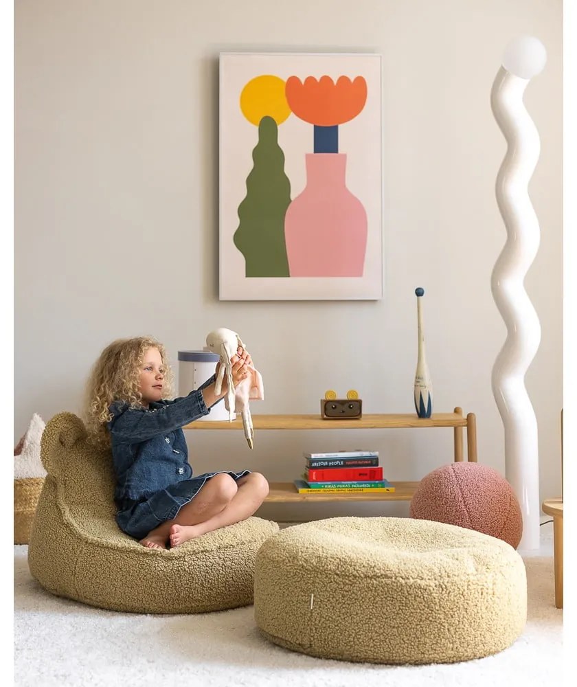 Зелен детски пуф от букле Bear – Wigiwama