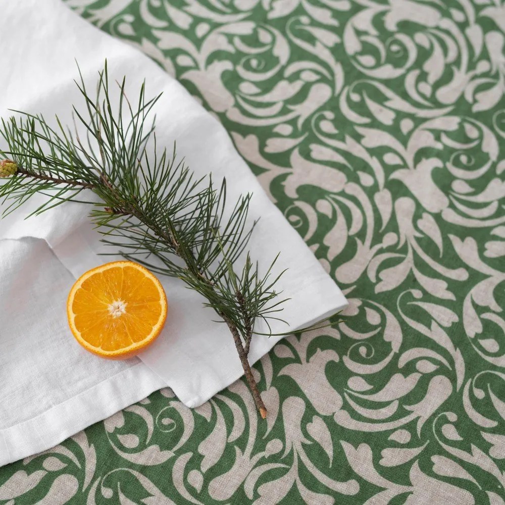 Ленена кърпа за съдове 45x65 cm Evergreen Damask – Linen Tales