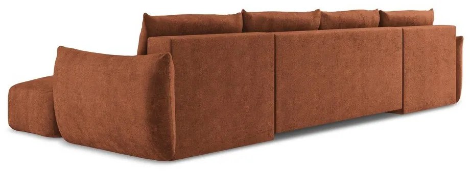 Теракотен шенилов сгъваем ъглов диван (U форма) Leila – Makamii