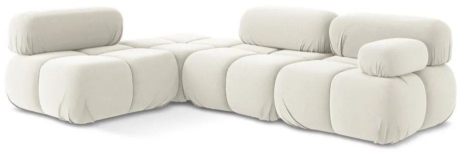 Бял кадифен модулен ъглов диван (ляв ъгъл) Lokua – Makamii