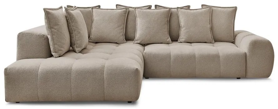 Кафяво-сив шенилов сгъваем/с място за съхранение ъглов диван (ляв ъгъл/L форма) Everest – Bobochic Paris