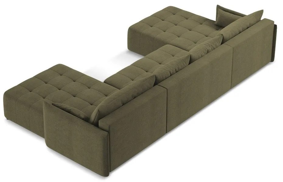 Разтегателен ъглов диван с място за съхранение в цвят каки (U форма) Moku – Makamii