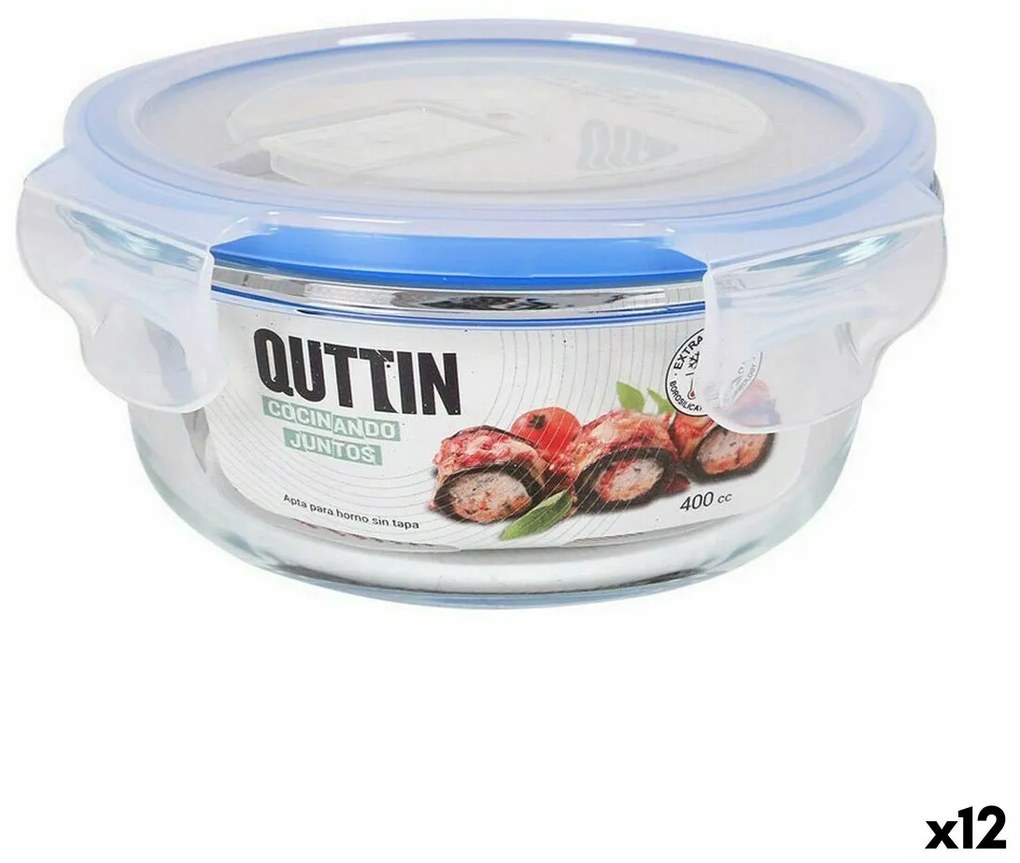 Кръгла Кутия за Обяд с Капак Quttin Прозрачен 400 ml Ø 13,5 x 6 cm (12 броя)