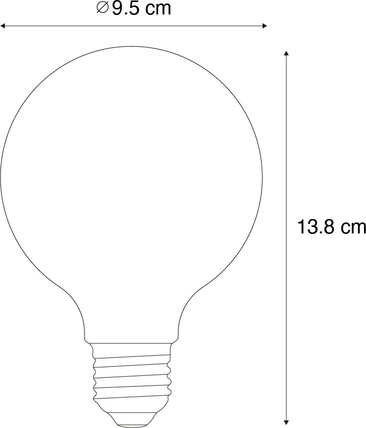Комплект от 5 LED крушки E27 G95 прозрачна нажежаема жичка 3.8W 806 lm 3000K