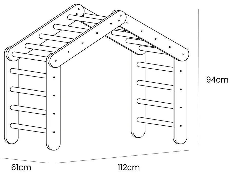 Пиклер триъгълник от масивен бор в естествен цвят 112x61x94 cm Montessori – Meowbaby