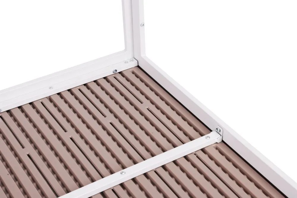 Голяма градинска маса в бежово с бели крака