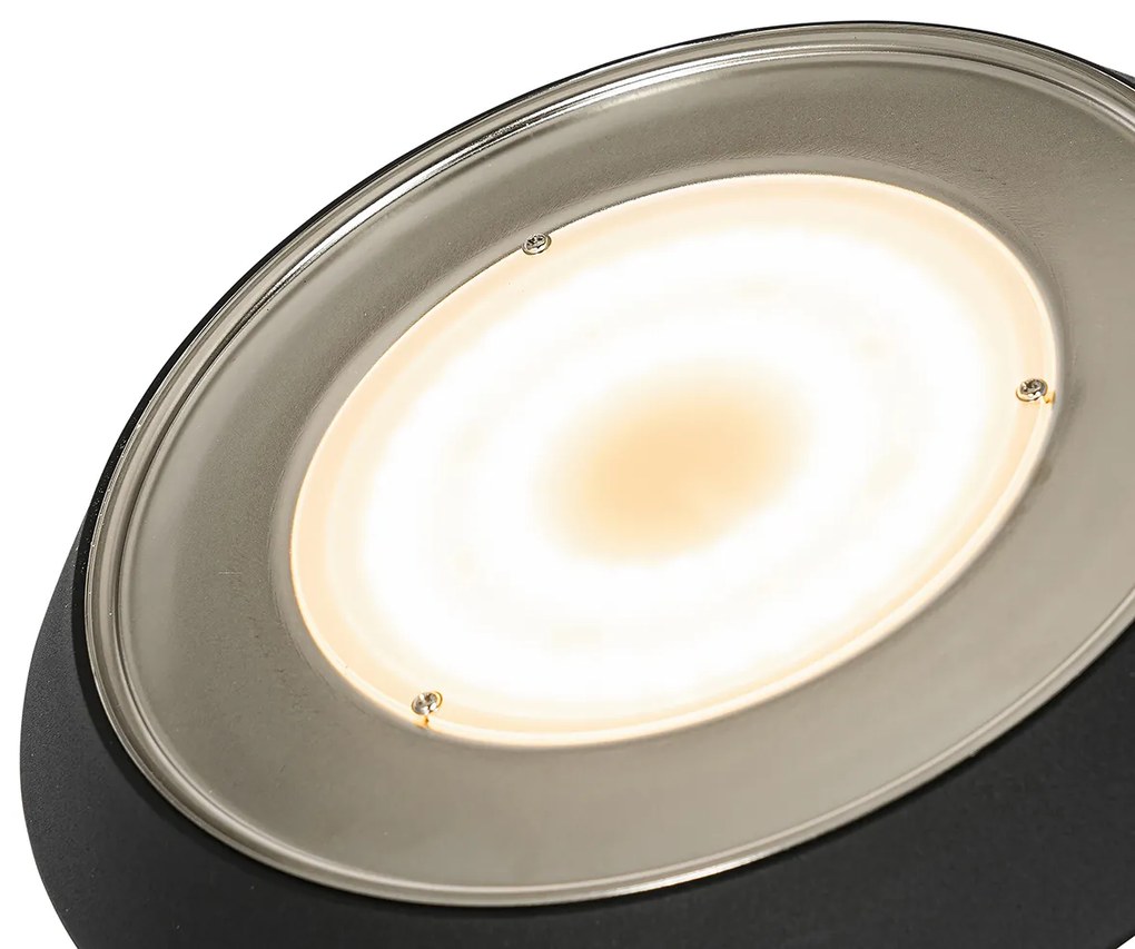 Подова лампа черна с LED и димер с лампа за четене - Fez