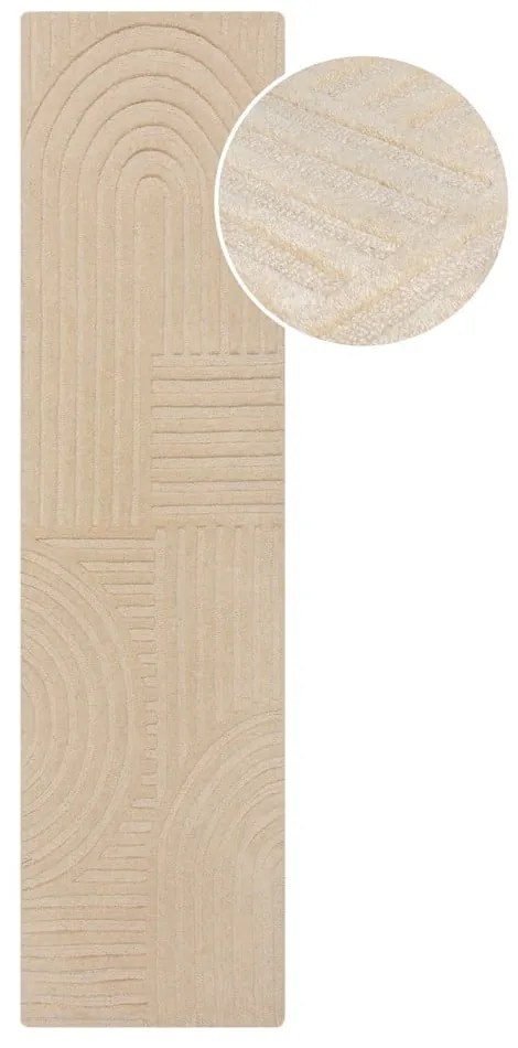 Бежов вълнен килим 60x230 cm Zen Garden - Flair Rugs