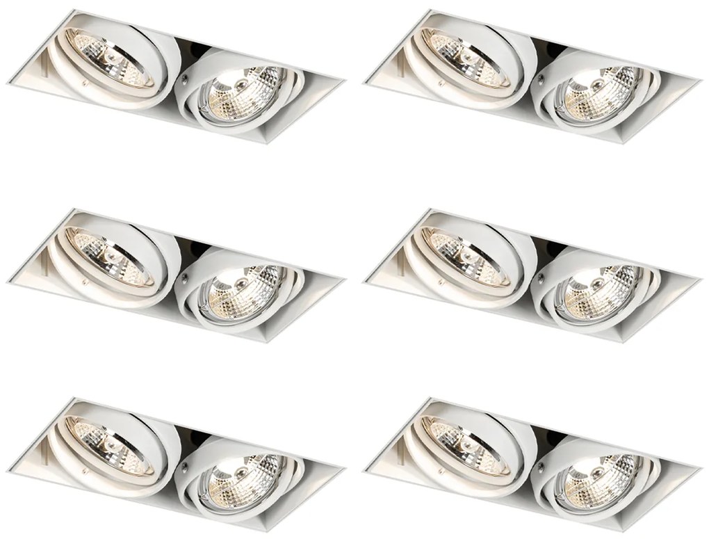 Комплект от 6 вградени спота бели GU10 50mm 2-Light Trimless - Oneon