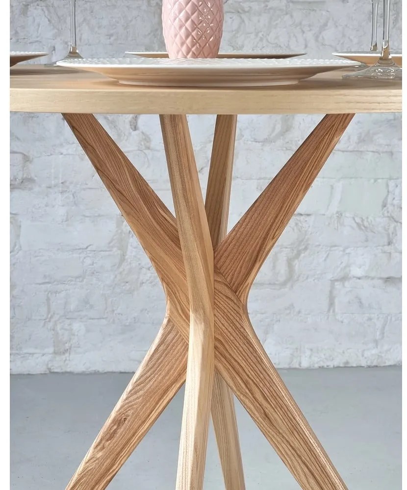 Кръгла трапезна маса с ясенов плот ø 80 cm Jubi – Ragaba