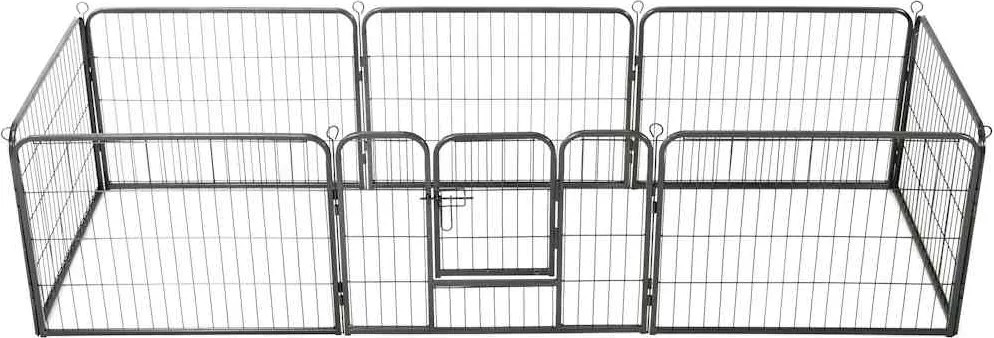 170572 vidaXL Заграждение за куче, 8 панела, стомана, 60x80 см, черно