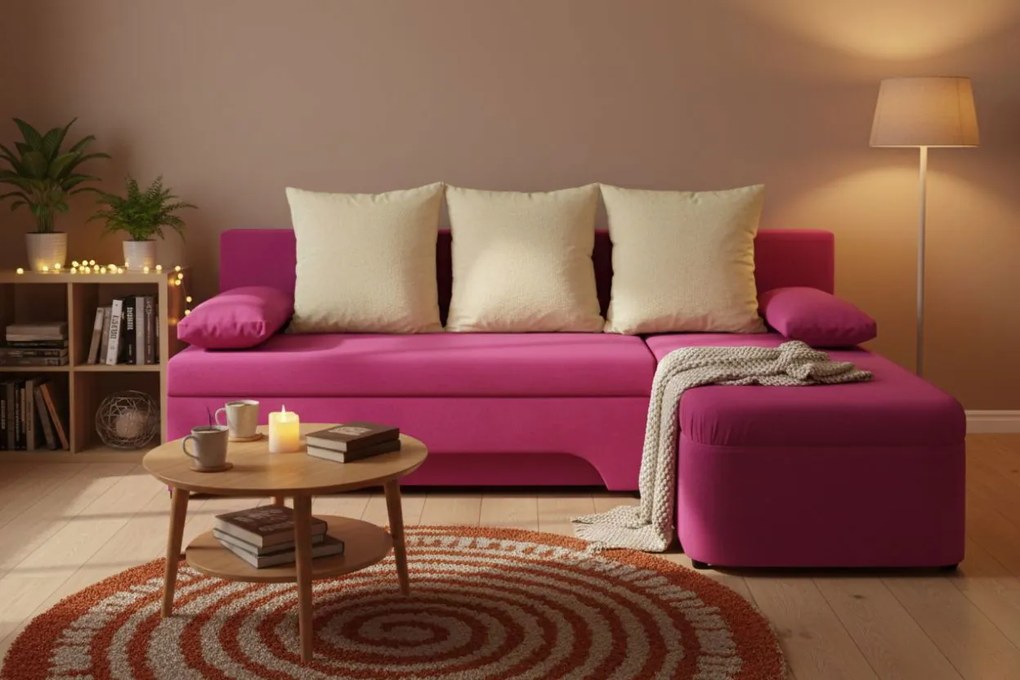 Ъглов диван Lamor-Pink - White