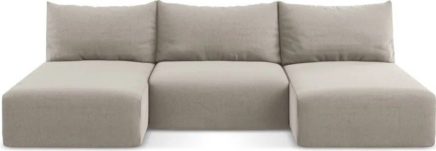 Кафяво-сив кадифен сгъваем/с място за съхранение ъглов диван (U форма) Kalena – Makamii