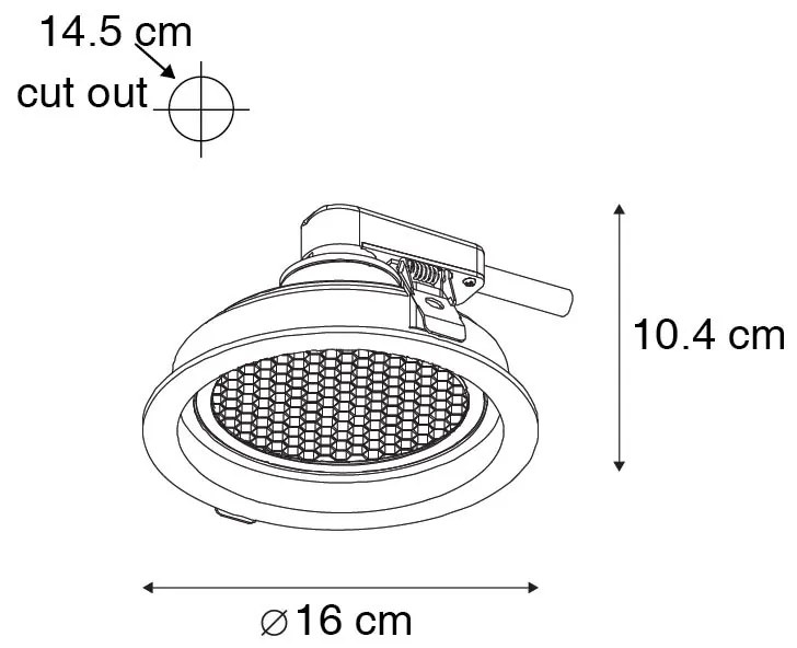 Комплект от 6 модерни черни регулируеми вградени спота - Coop 111 Honey