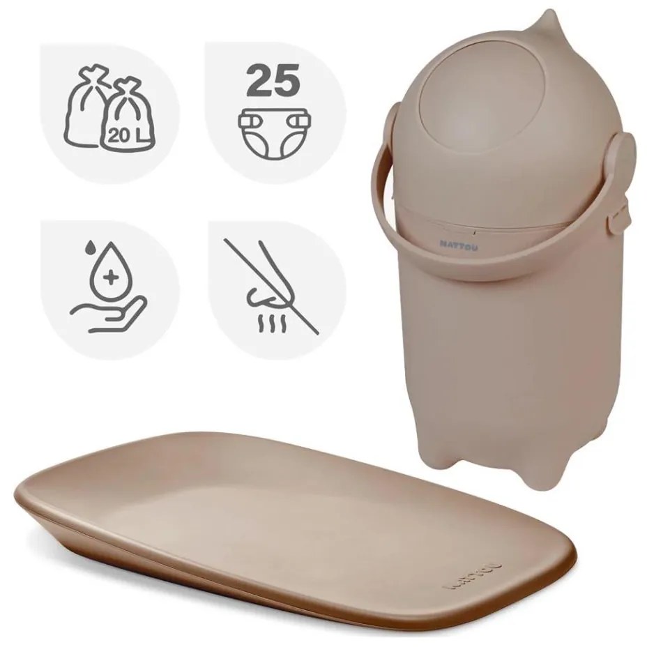 Nattou - Кош за пелени и постелка за преповиване SOFTY 50x70 см кафяв