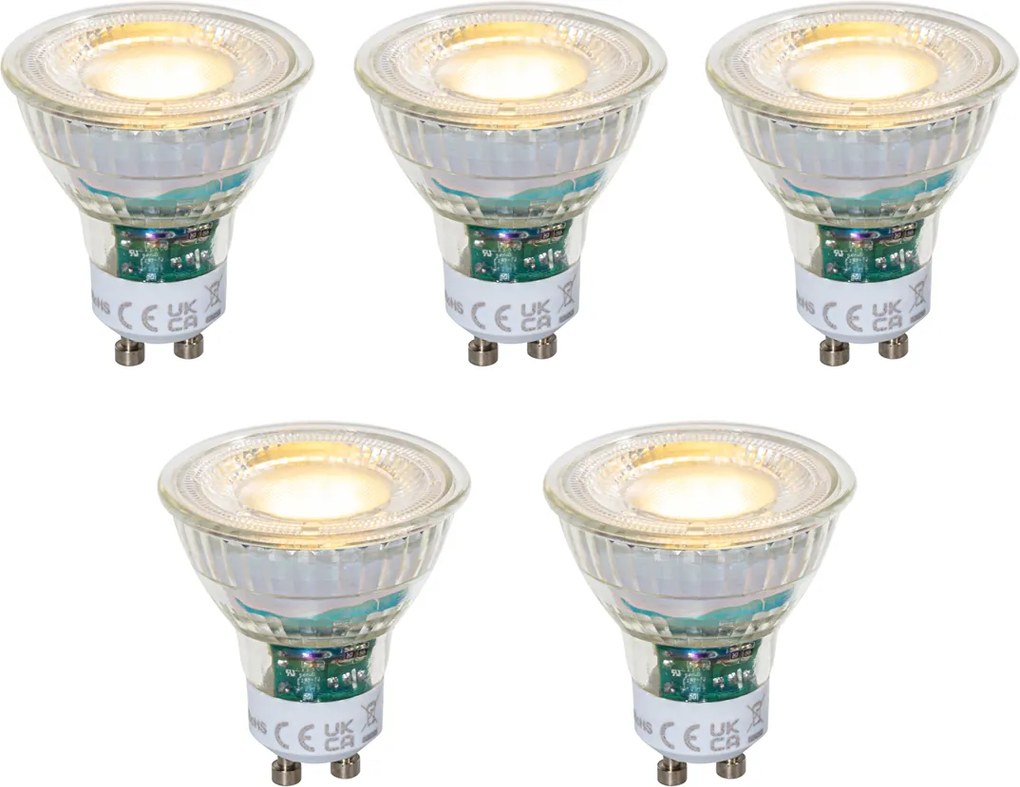Комплект от 5 димируеми прозрачни GU10 LED крушки 50 мм 2.5W 450 lm 2700K