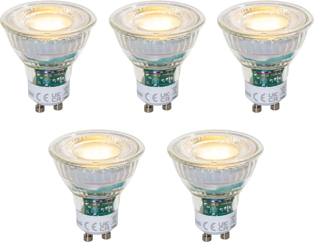 Комплект от 5 GU10 50mm димируеми LED крушки прозрачни 2.5W 450 lm 2700K