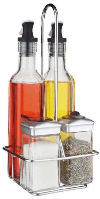 Horecano - Стъклен оливерник 4ка на хромирана метална стойка 250/110мл. Easy Life (3620110S)