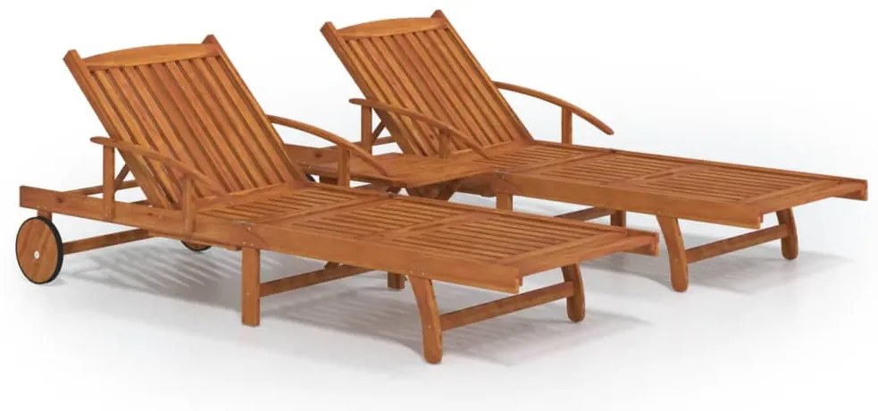3104966 vidaXL Комплект шезлонги от 2 части с маса масивно дърво от акация