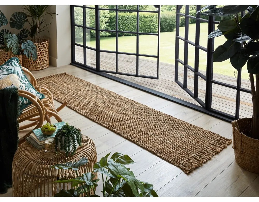 Ръчно изработена ютена пътека в естествен цвят 60x300 cm Jute Boucle – Flair Rugs
