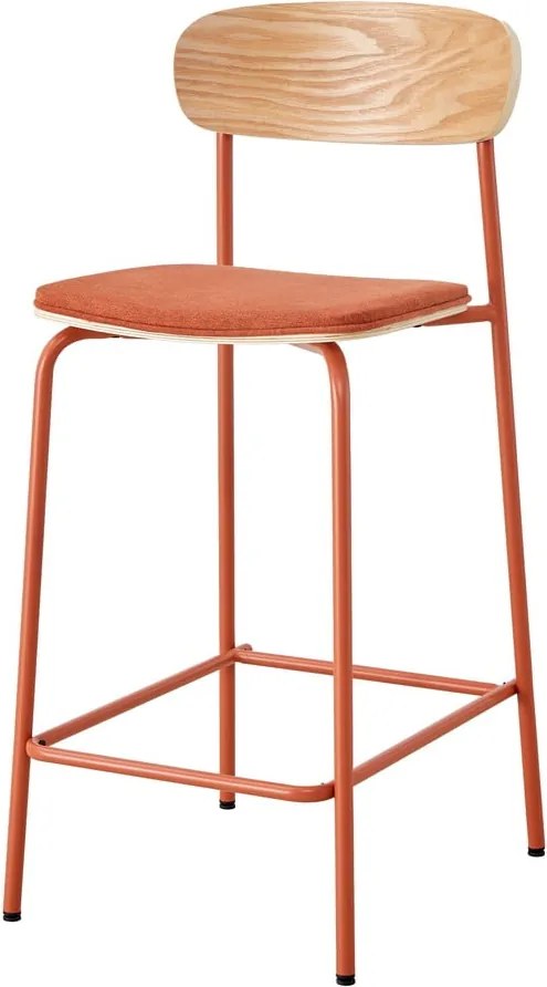 Бар столове в комплект от 2 броя в червен и естествен цвят (височина на седалката 66 см) Adriana - Marckeric