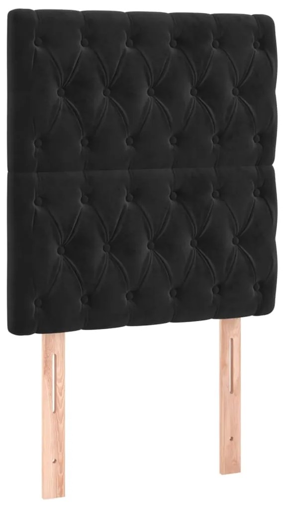 3116700 vidaXL Табла за легло, черна, 80x7x118/128 см, кадифе