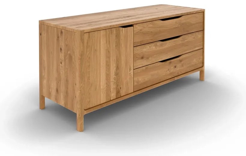 Нисък скрин от масивен дъб в естествен цвят 140x64 cm Twig – The Beds