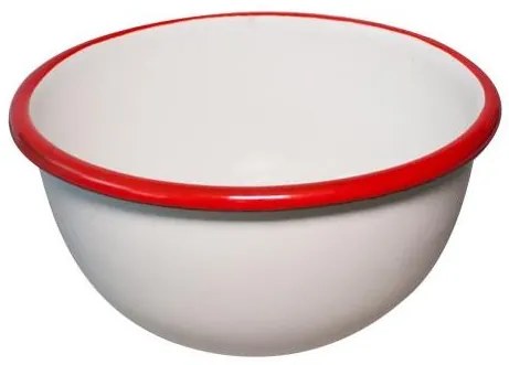 Емайлирана купа ф12см крем/червено RETRO-(69/12 105+105)