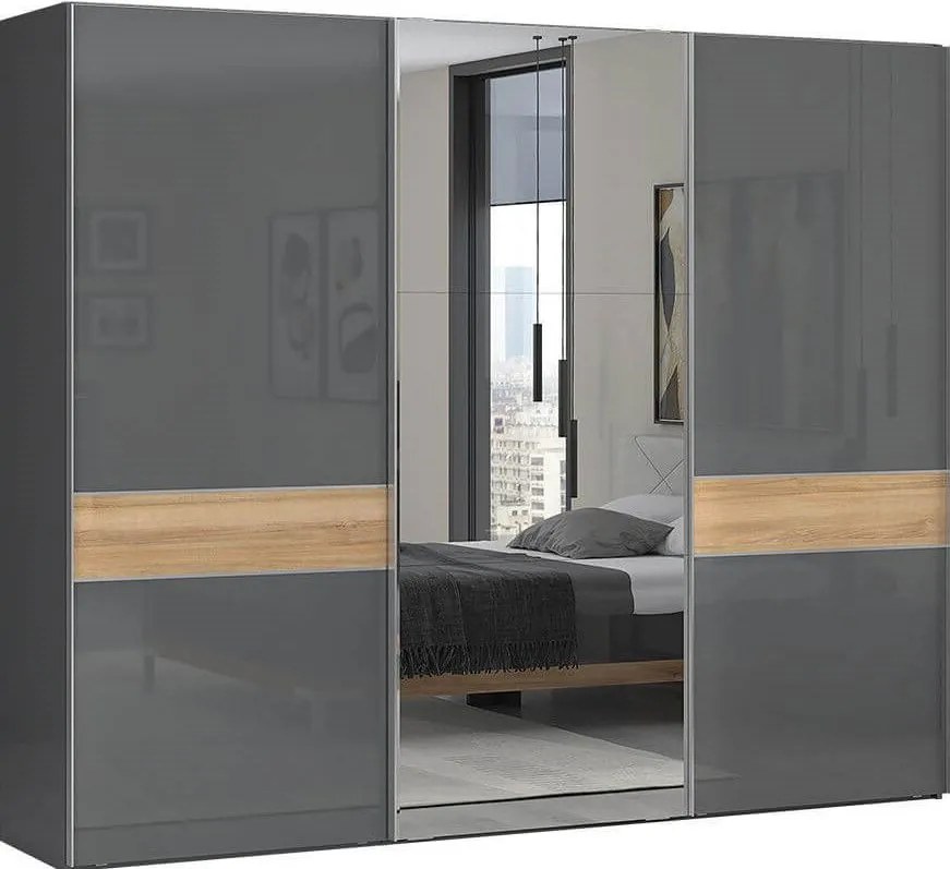 Гардероб с плъзгаща се врата Трикрилен Agate 280 с огледало