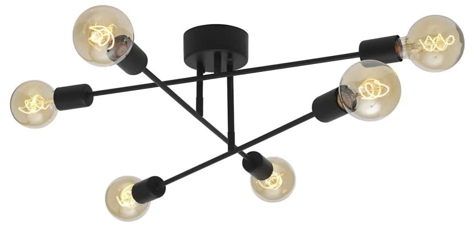 Cottex P7216SV - Повърхностно монтиран полилей BATON 6xE27/60W/230V черен