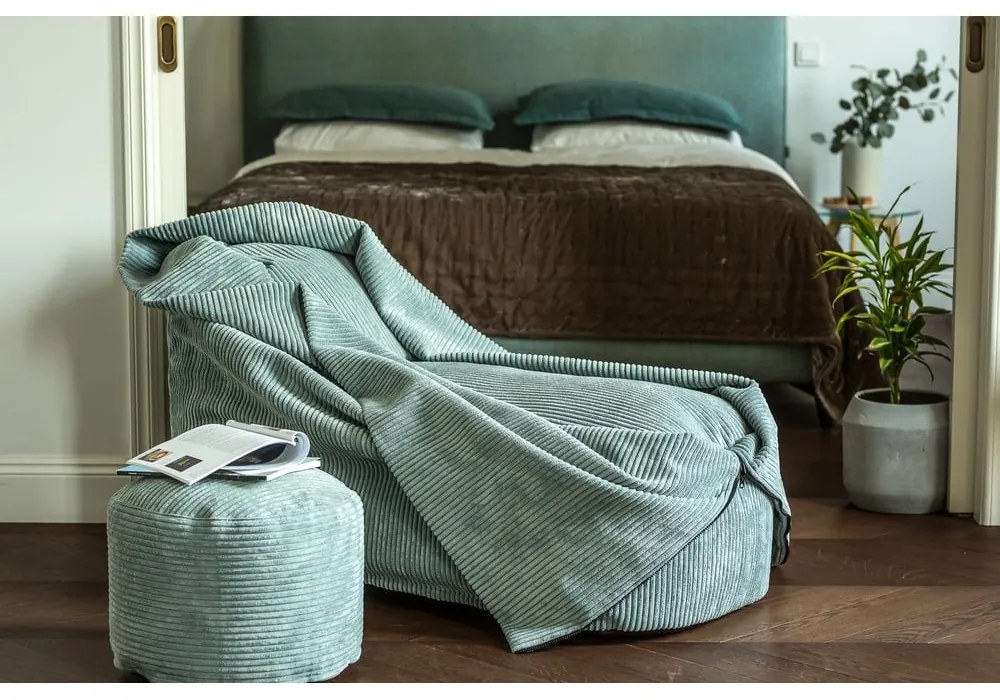 Светлосив детски пуф от рипсено кадифе Cocoon 80 – SLOWDOWN