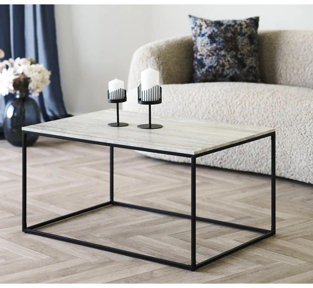 Черна/бежова масичка за кафе от декор от камък 60x90 cm Vita – House Nordic