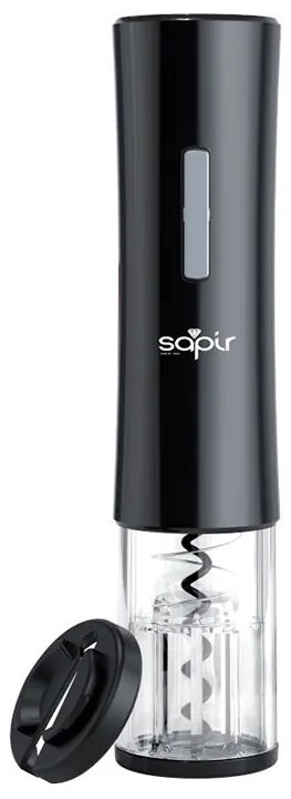 Електрически тирбушон SAPIR SP 1550 A, Резачка за фолио, Батерии, Черен