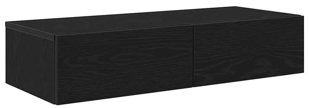859978 vidaXL Стенен рафт с чекмеджета, черен, 80x33x17 см, инженерно дърво