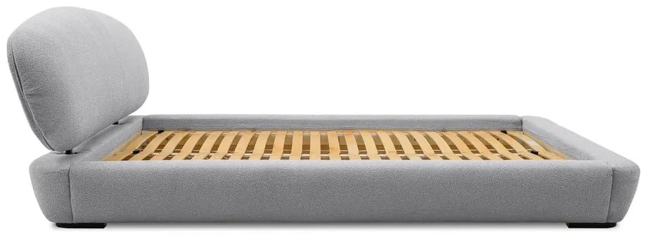 Сиво тапицирано двойно легло с включена подматрачна рамка 140x200 cm Odette – Scandic