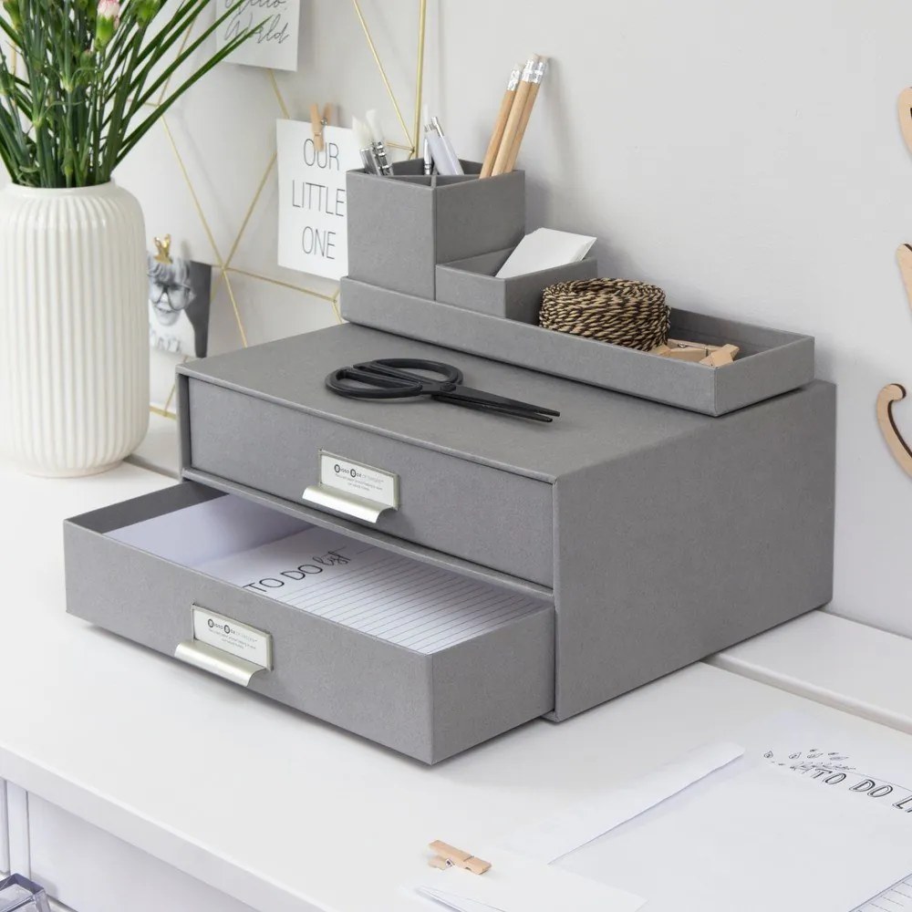 Сиво двуетажно чекмедже за документи , 33 x 22,5 cm Birger - Bigso Box of Sweden