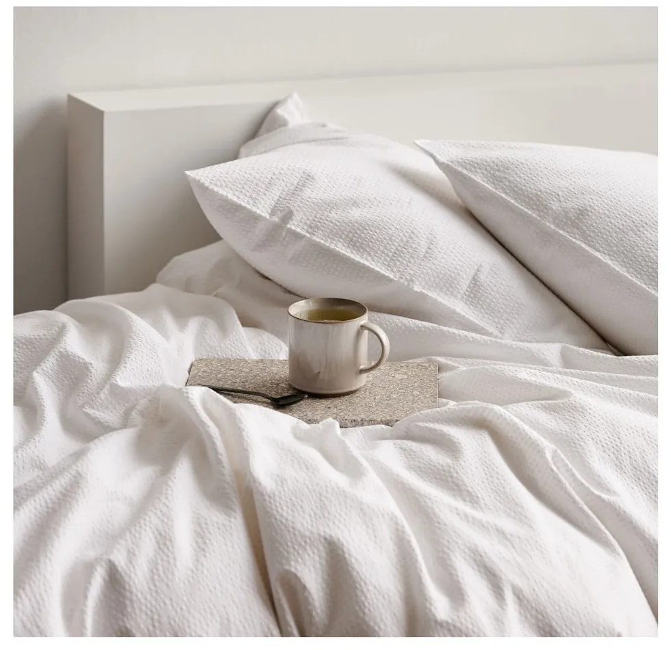 Бяло спално бельо от органичен памук 200x140 cm Wave Optical - Södahl