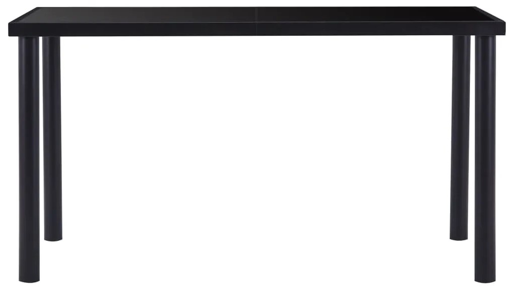 281853 vidaXL Трапезна маса, черна, 140x70x75 см, закалено стъкло