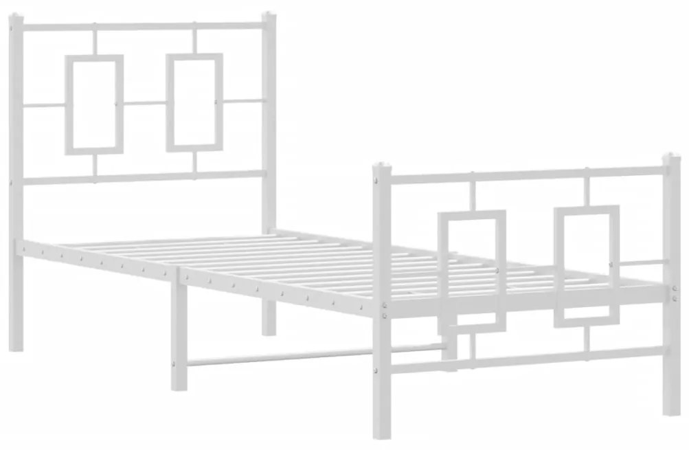 374299 vidaXL Метална рамка за легло с горна и долна табла, бяла, 80x200 см