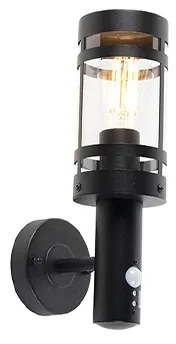 Външна стенна лампа черна с датчик за движение IP44 - Gleam