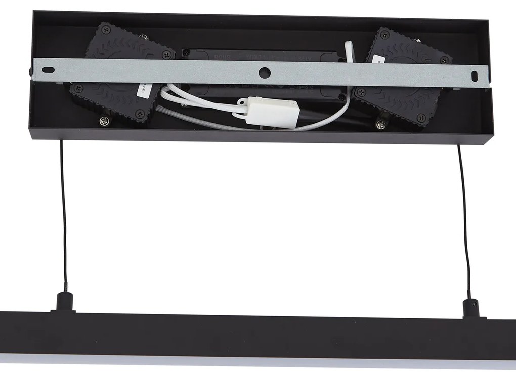 Модерен висящ лампион черен с димно стъкло, включително LED Easylift - Catch