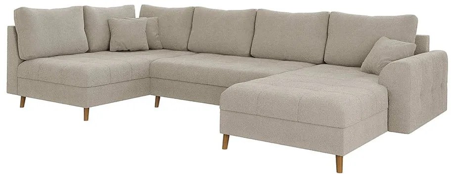 Бежов ъглов диван от плат букле (десен ъгъл/"U" форма) Ariella – Ropez