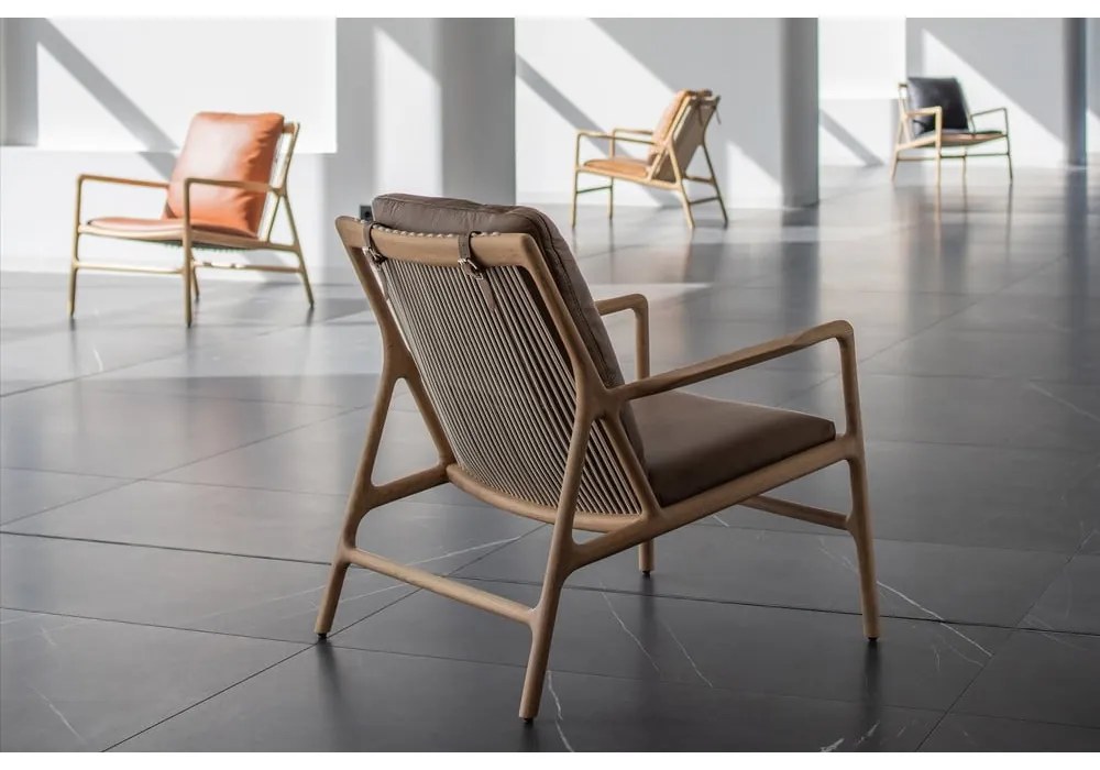 Кожен фотьойл в кафяво-натурален цвят Dedo - Gazzda